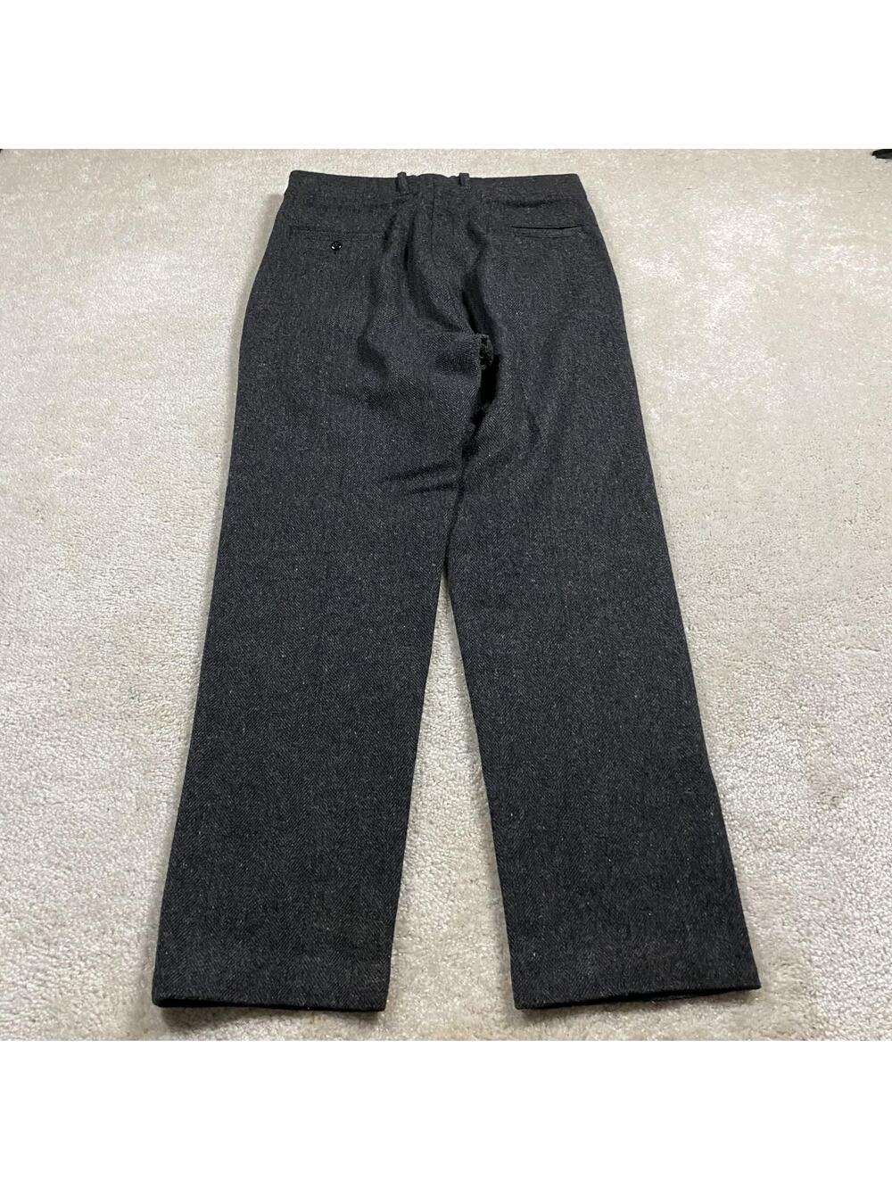 VTG Johnson Woolen Mills Pants Mens 35x32 Gray Wool Herringbone Adirondack